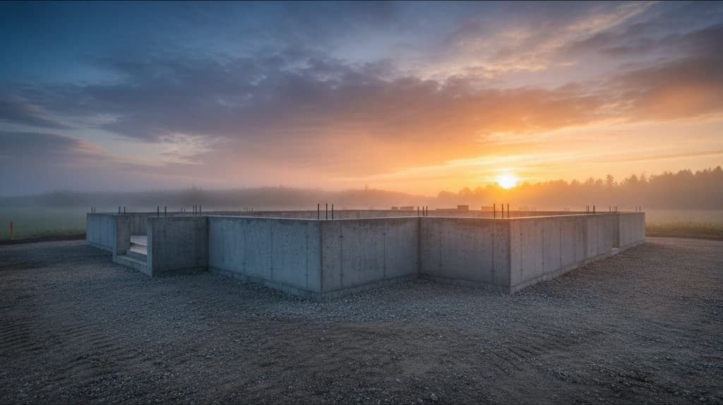 Fondations solides au lever du soleil